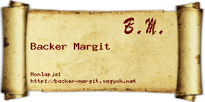 Backer Margit névjegykártya